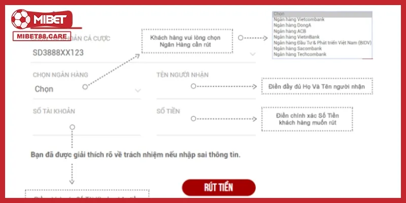 Bước 2: Lựa chọn ngân hàng để giao dịch